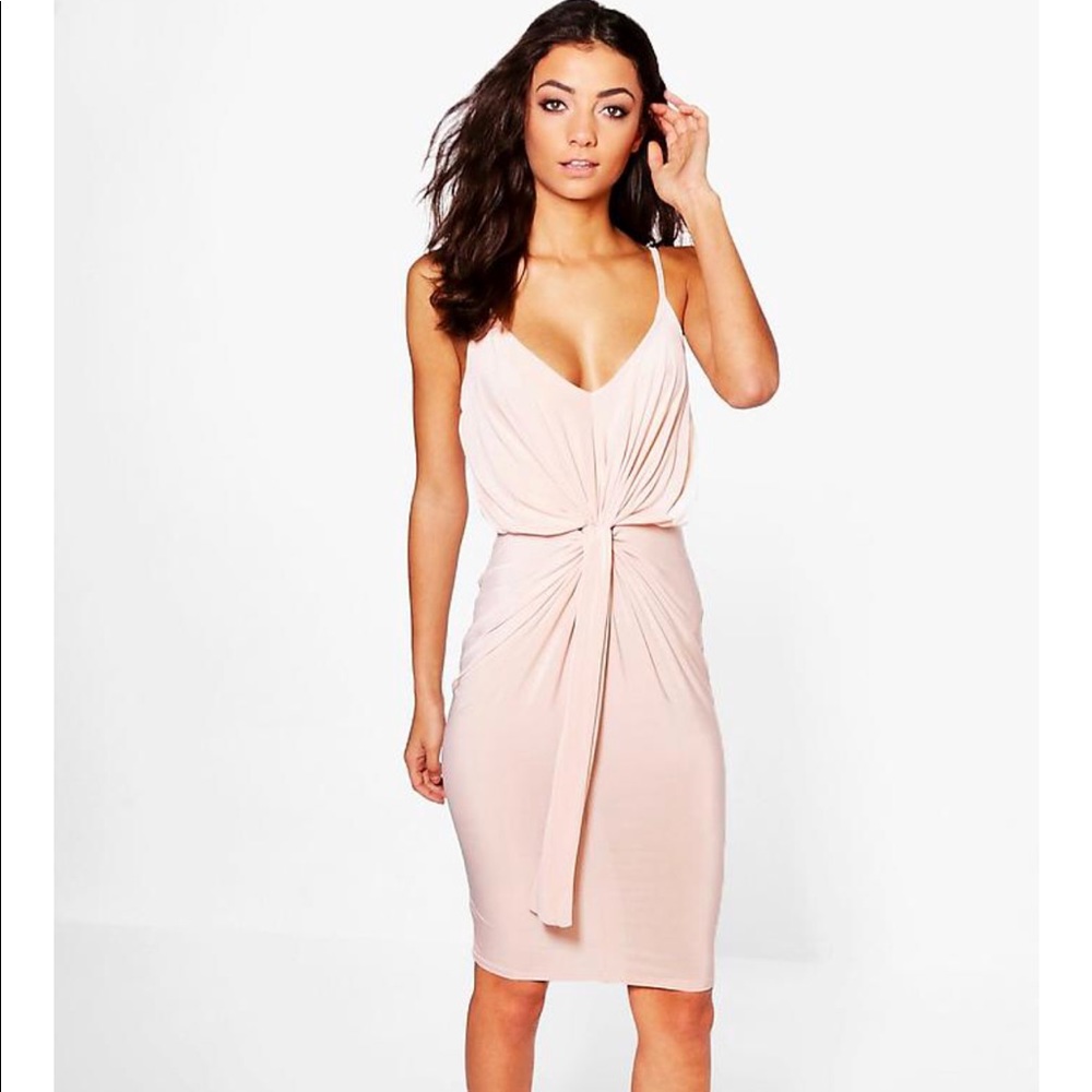 Boohoo slinky knot bodycon dress